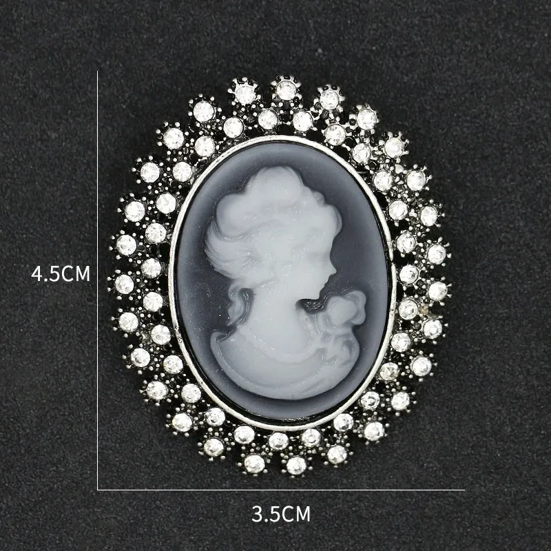 Retro Pin Portrait Alloy Plating Rhinestones Women'S Brooches