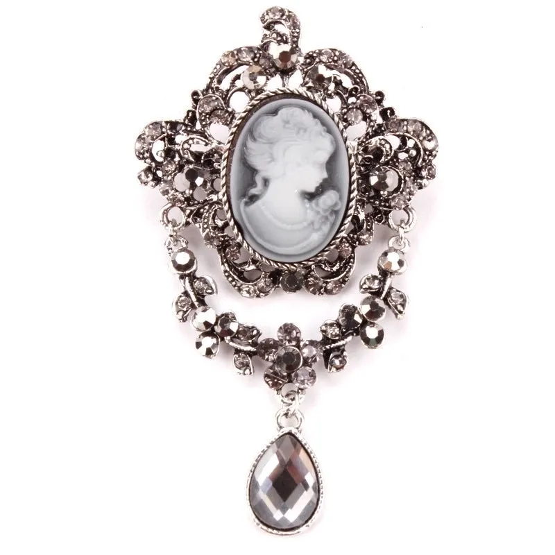 Retro Pin Portrait Alloy Plating Rhinestones Women'S Brooches