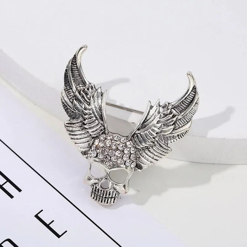 Retro Skull Alloy Enamel Artificial Diamond Unisex Brooches