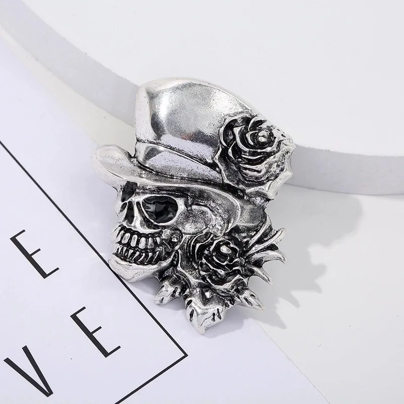 Retro Skull Alloy Enamel Artificial Diamond Unisex Brooches