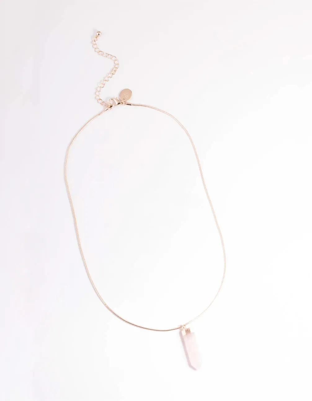 Rose Gold Rose Quartz Shard Snake Chain Necklace