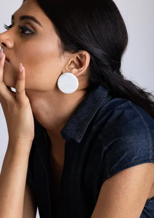 Round White Shell Earrings