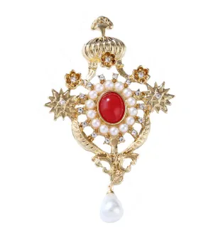 SB356 - Retro Crown Brooch