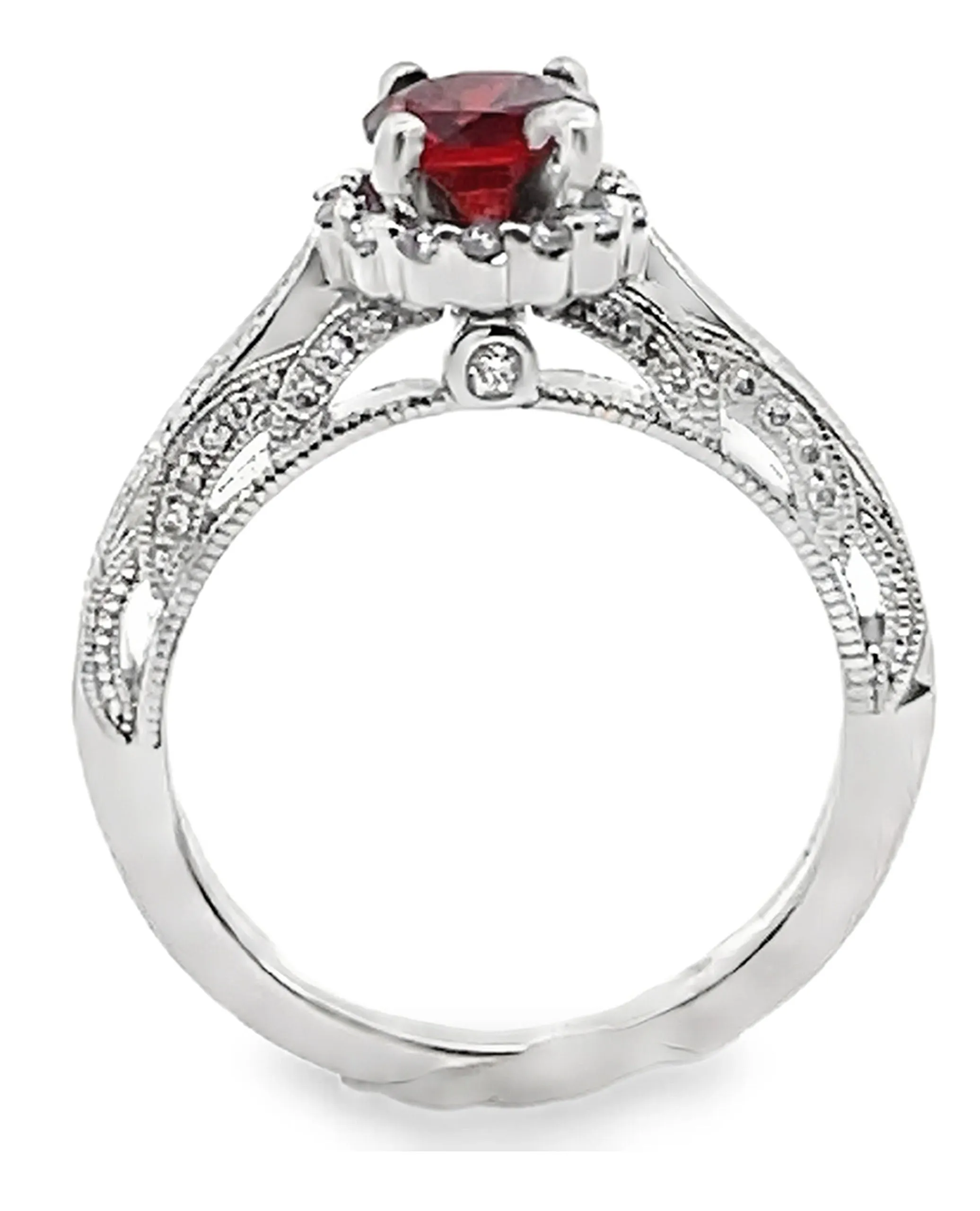 Scott Kay 14K White Gold 'Contemporary' Garnet & Diamond Ring