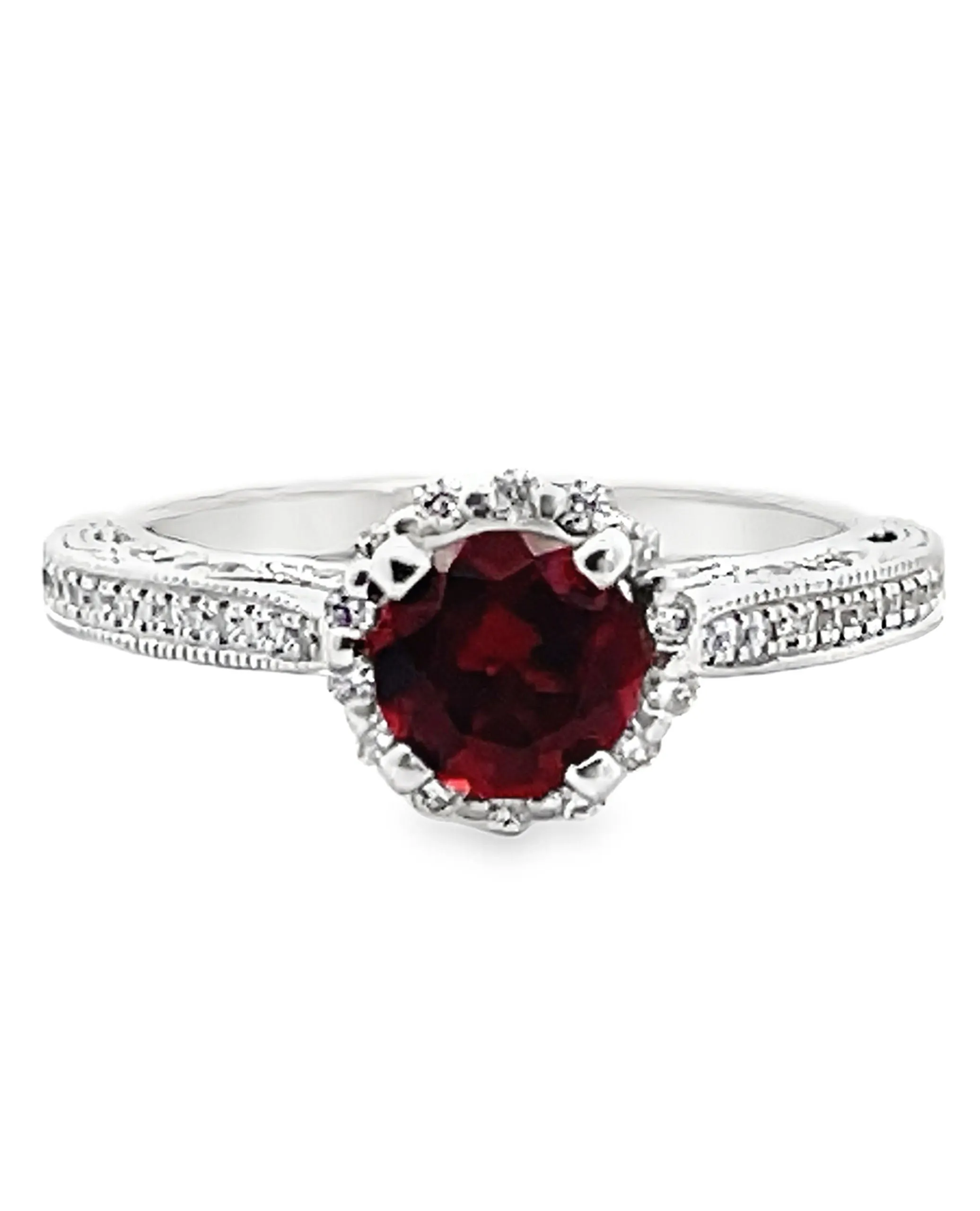 Scott Kay 14K White Gold 'Contemporary' Garnet & Diamond Ring