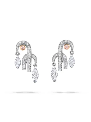 Secret Garden Pink and White Diamond Platinum Earrings