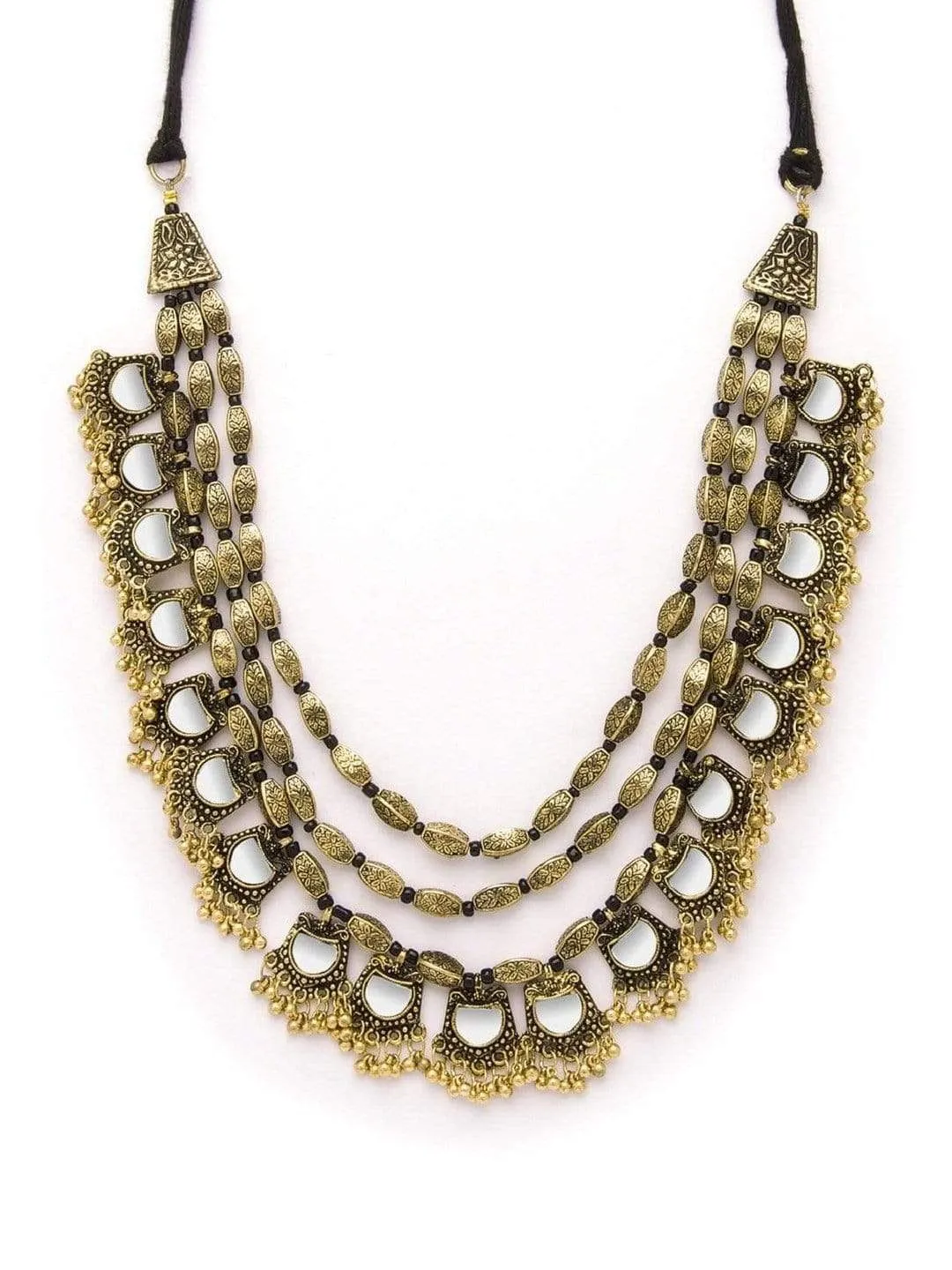 Siddhi Joshi in Rubans Gold Toned Embellished With Mirror Multi layer Statement Necklace