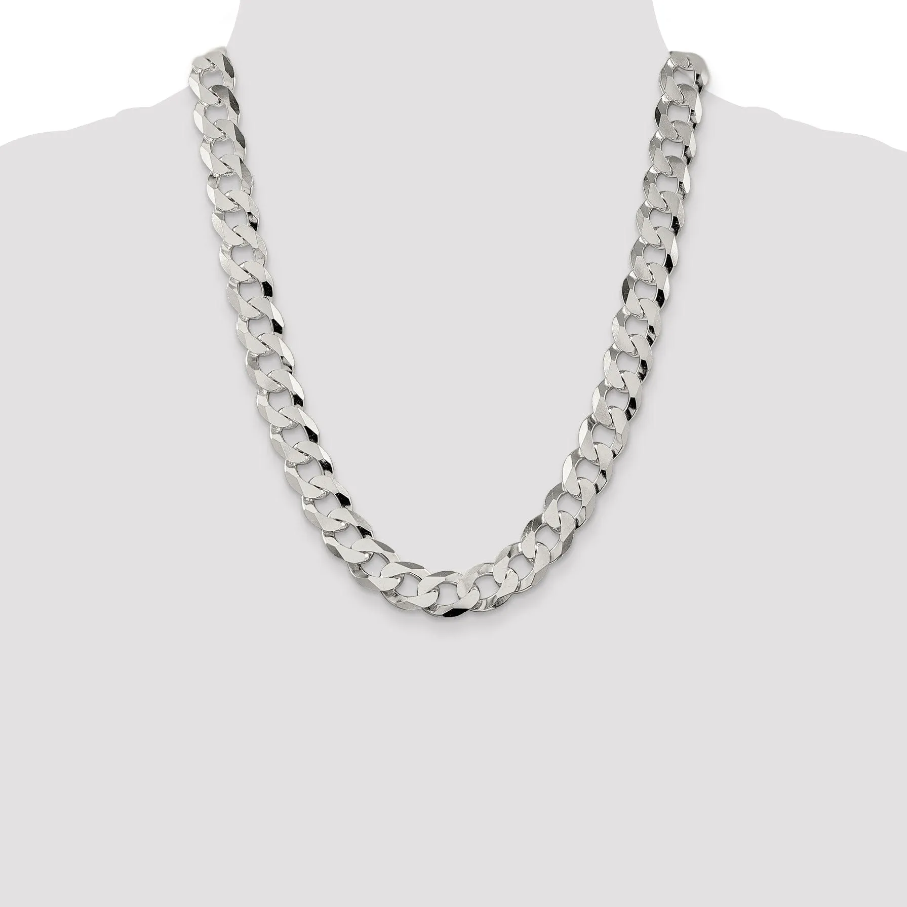 Silver 13.00-mm Solid Beveled Link Curb Chain