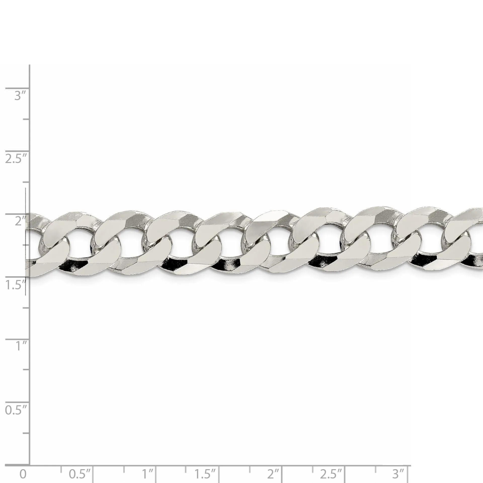 Silver 13.00-mm Solid Beveled Link Curb Chain