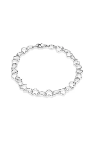 Silver 5mm Heart Link Adjustable Bracelets