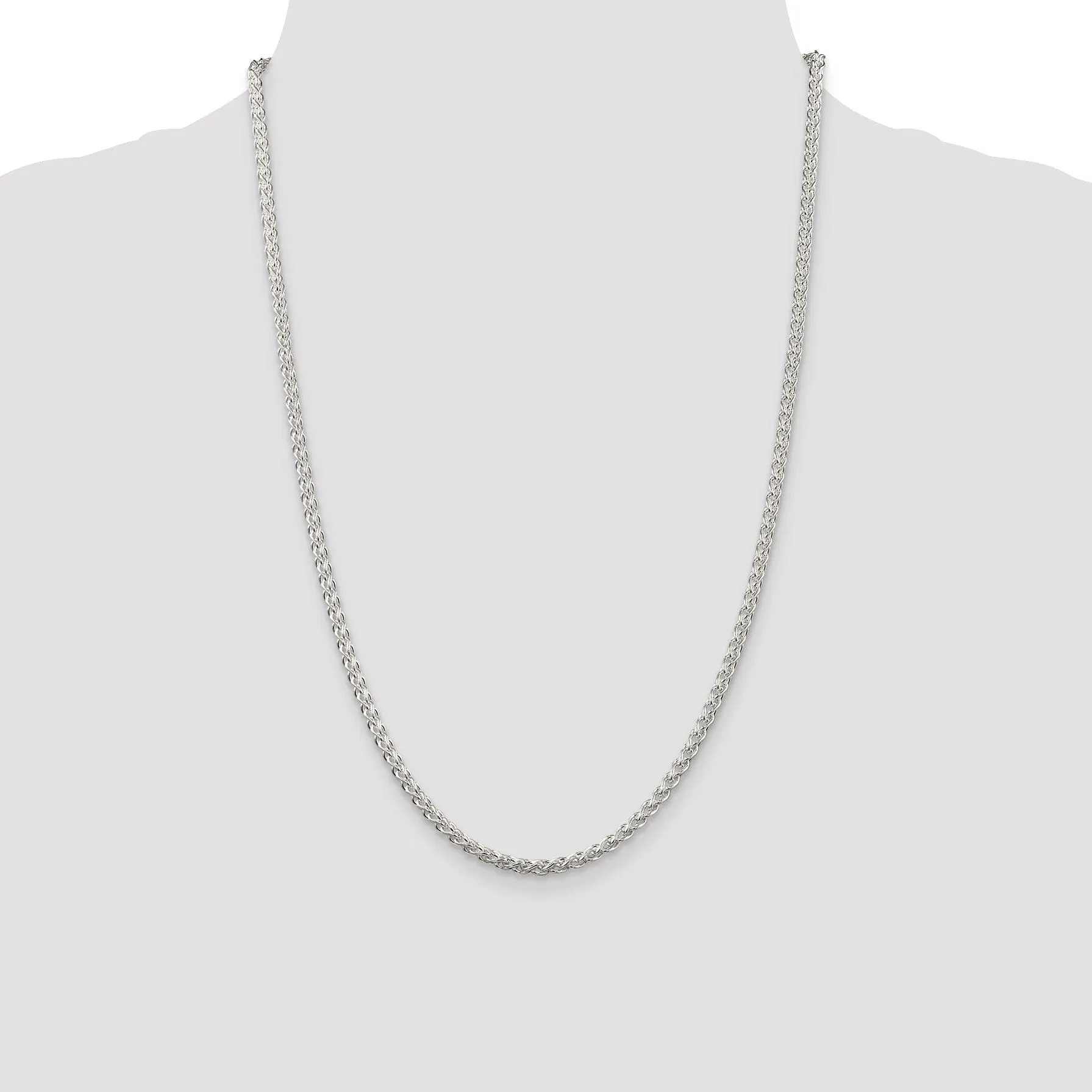 Silver Polished 3.00-mm Solid Round Spiga Chain