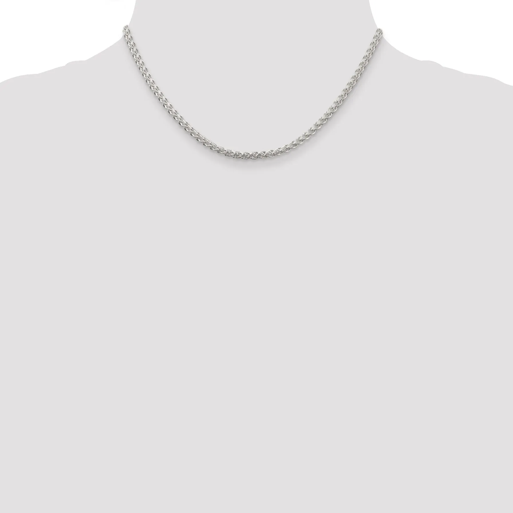 Silver Polished 3.00-mm Solid Round Spiga Chain