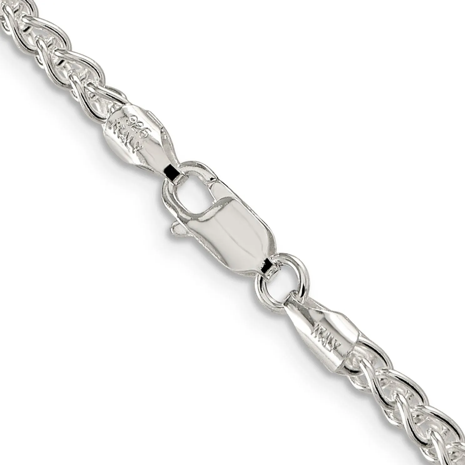 Silver Polished 3.00-mm Solid Round Spiga Chain