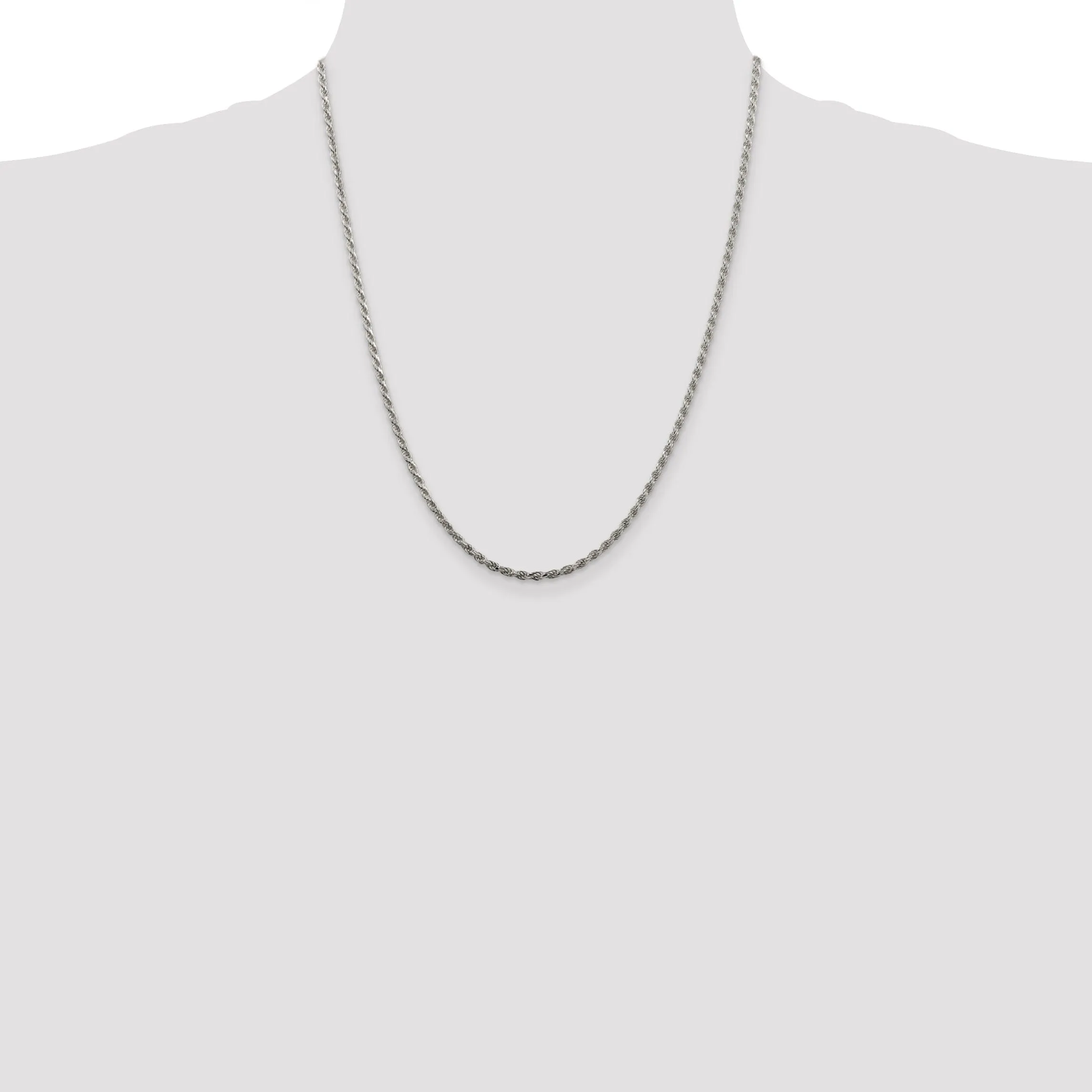 Silver Polished D.C 2.25-mm Solid Rope Chain