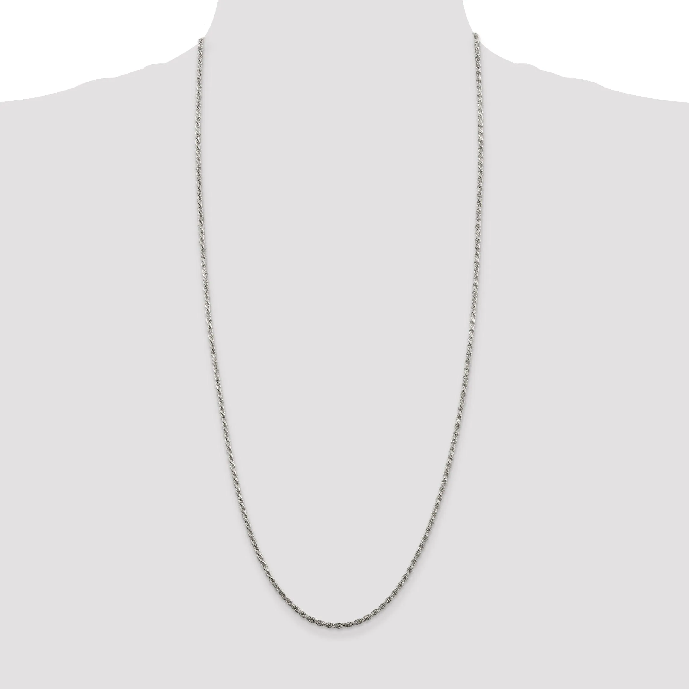 Silver Polished D.C 2.25-mm Solid Rope Chain