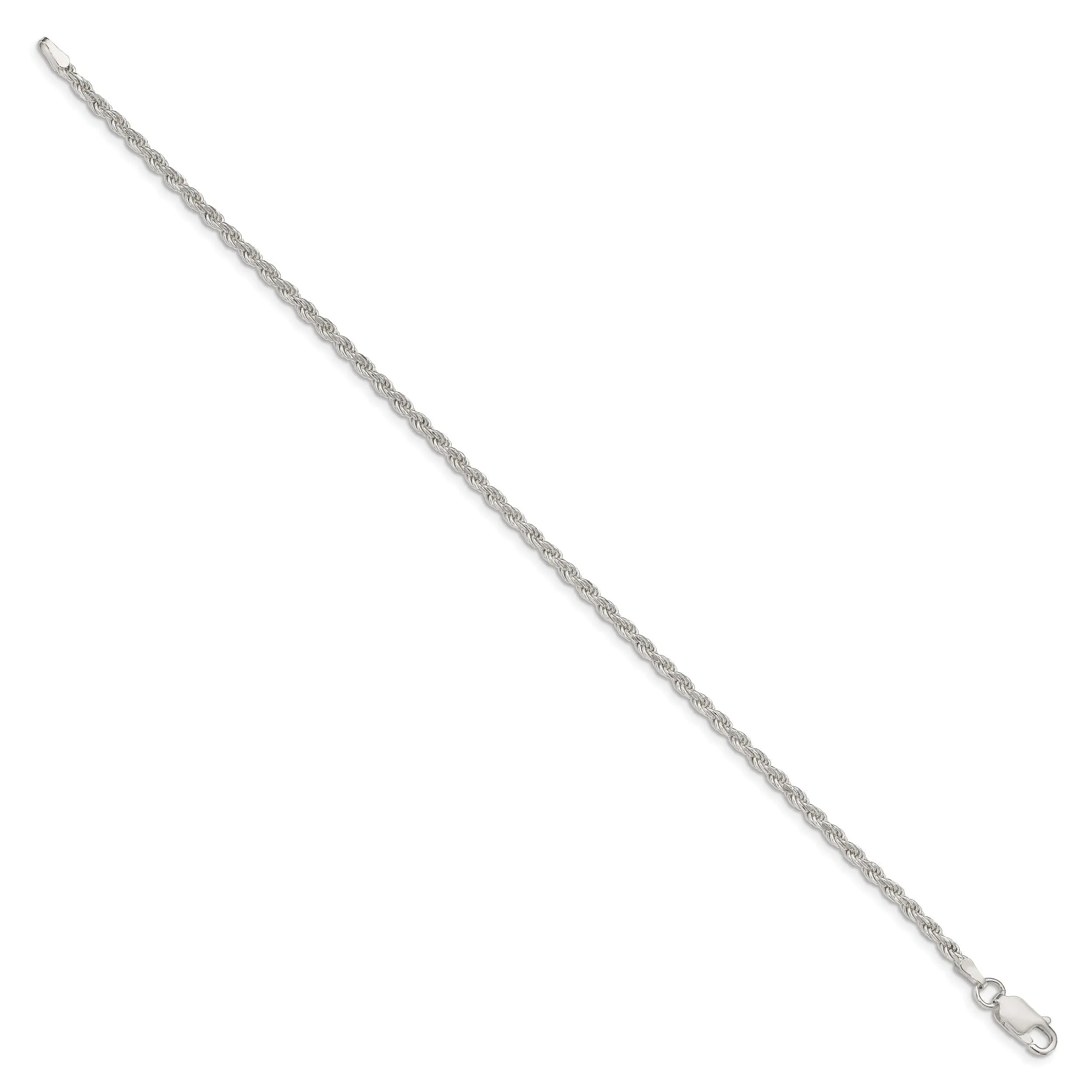 Silver Polished D.C 2.25-mm Solid Rope Chain