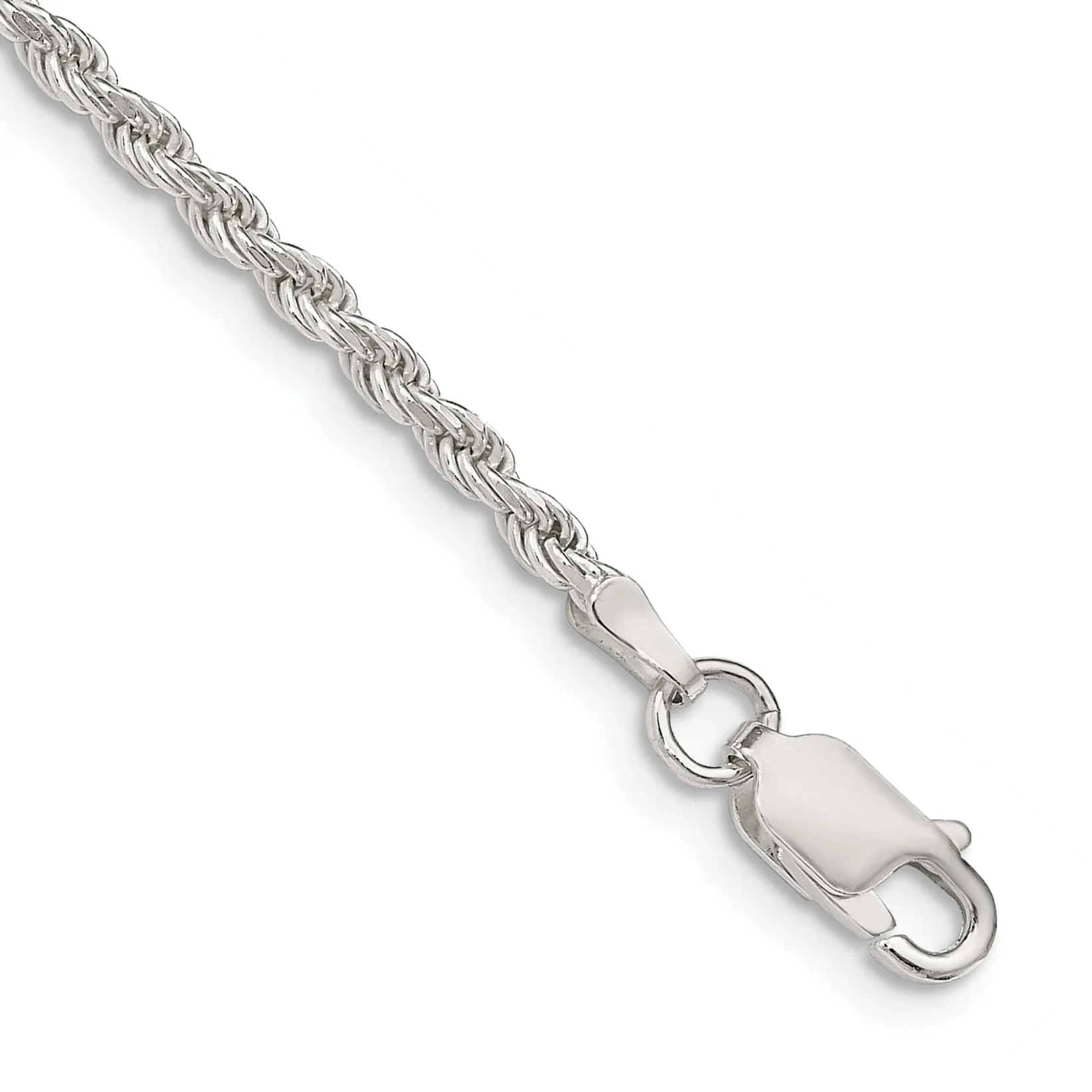 Silver Polished D.C 2.25-mm Solid Rope Chain