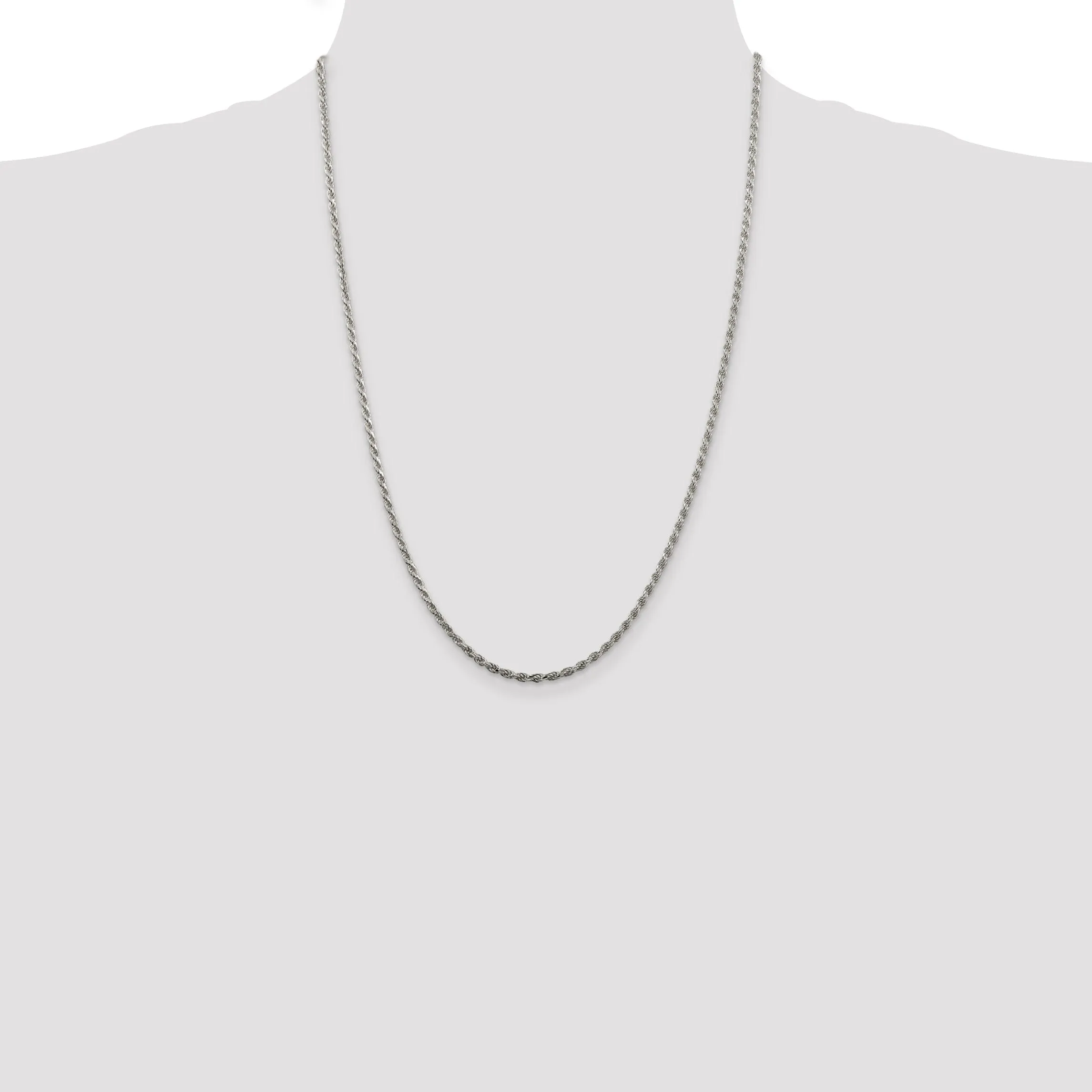 Silver Polished D.C 2.25-mm Solid Rope Chain