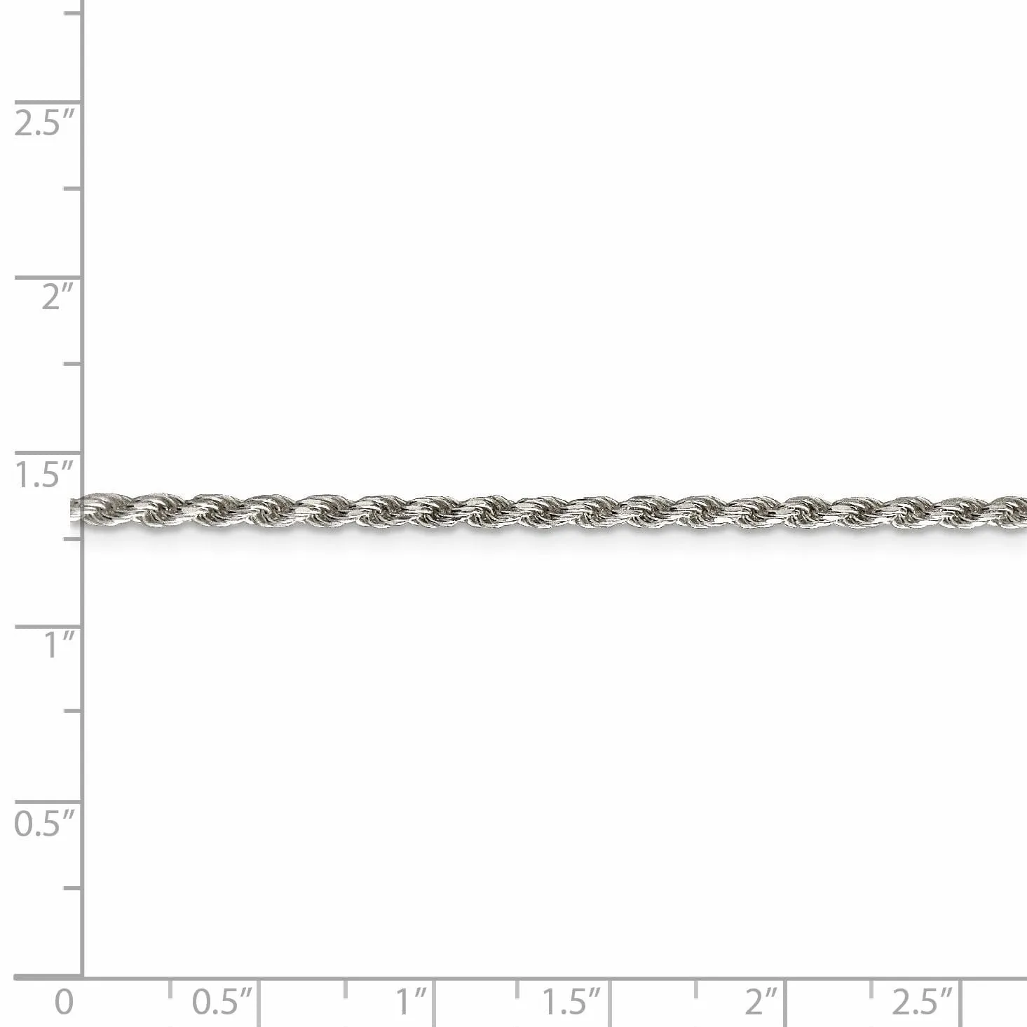 Silver Polished D.C 2.25-mm Solid Rope Chain