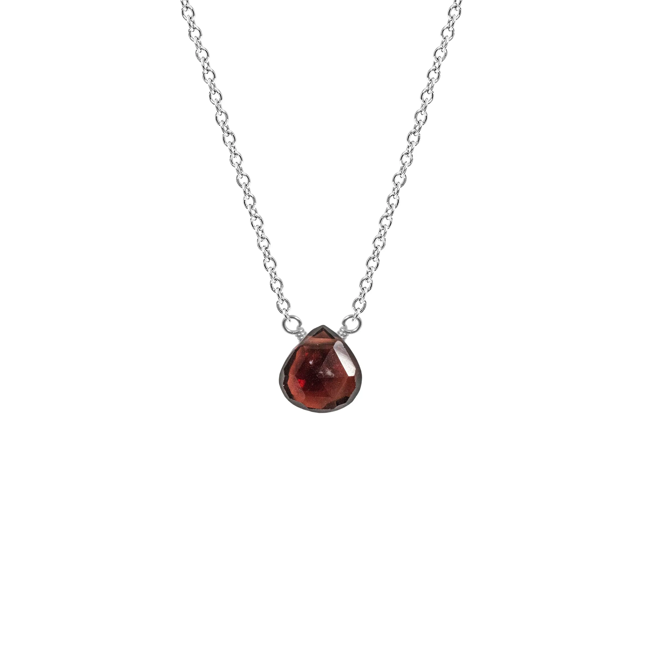 Single Drop Gemstone Necklace (Heart Shape)