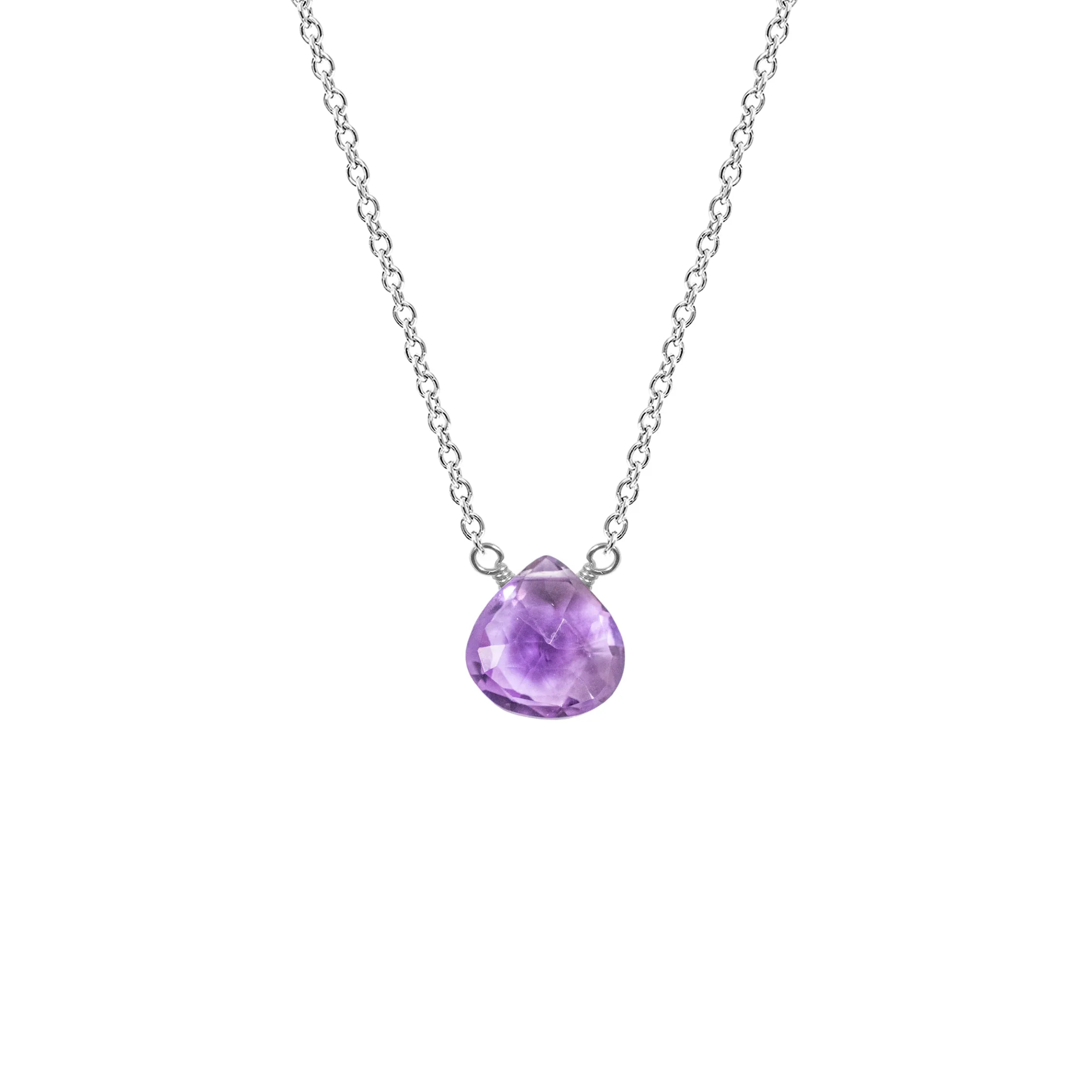 Single Drop Gemstone Necklace (Heart Shape)