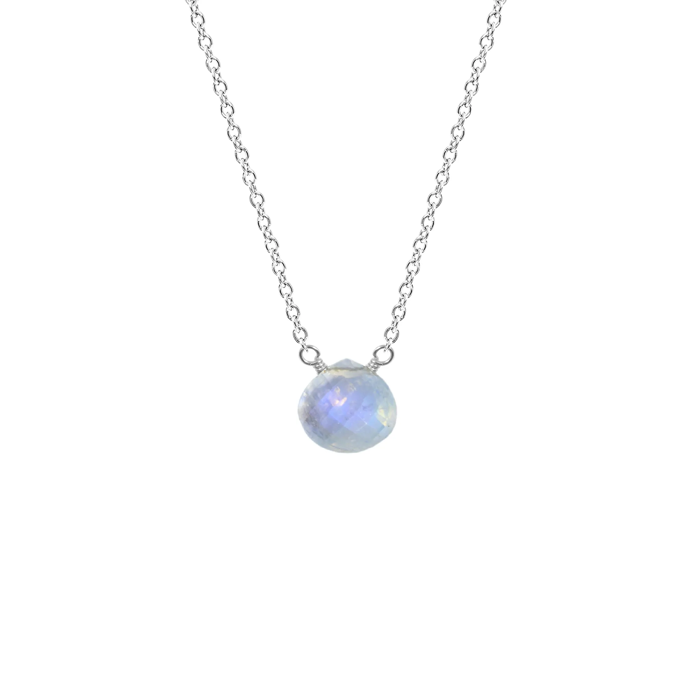 Single Drop Gemstone Necklace (Heart Shape)