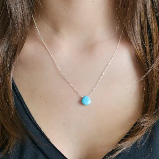 Single Drop Gemstone Necklace (Heart Shape)