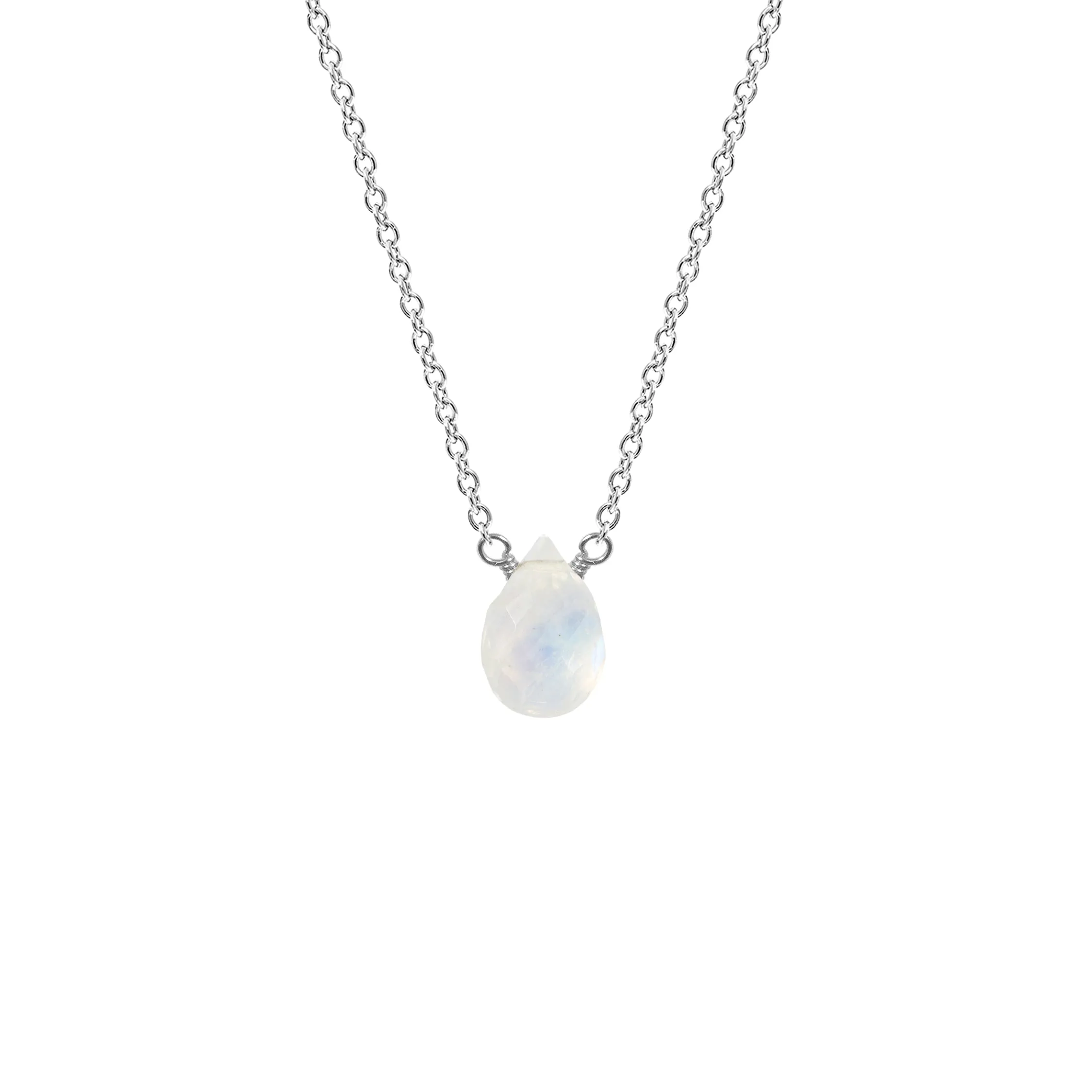 Single Drop Gemstone Necklace (Pear Shape)