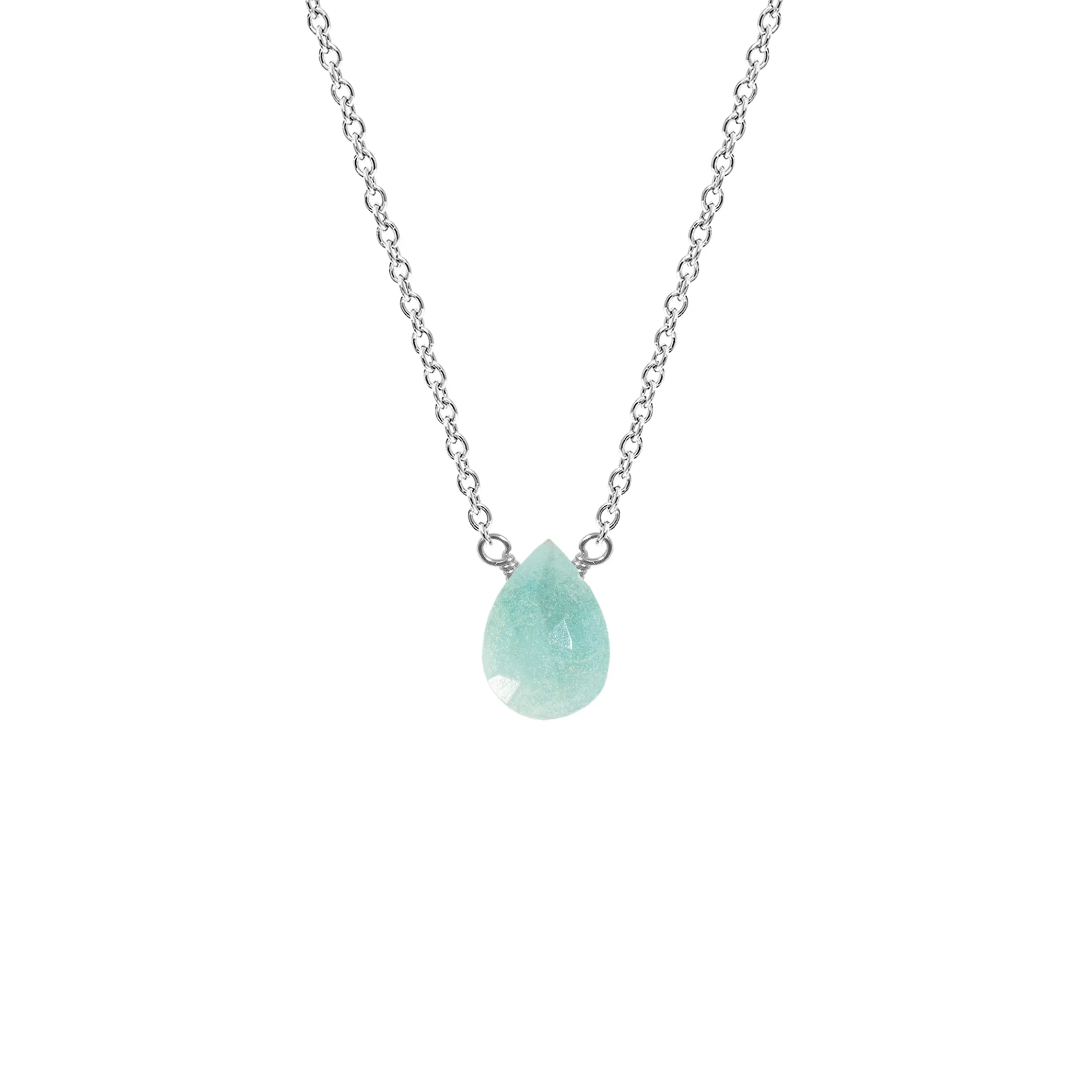 Single Drop Gemstone Necklace (Pear Shape)