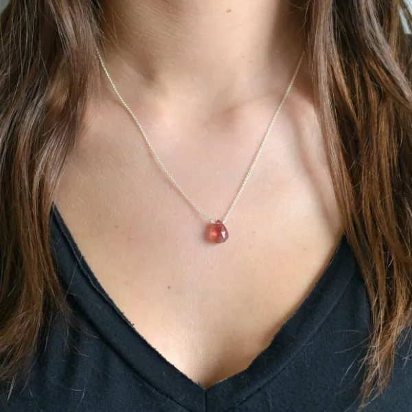 Single Drop Gemstone Necklace (Pear Shape)