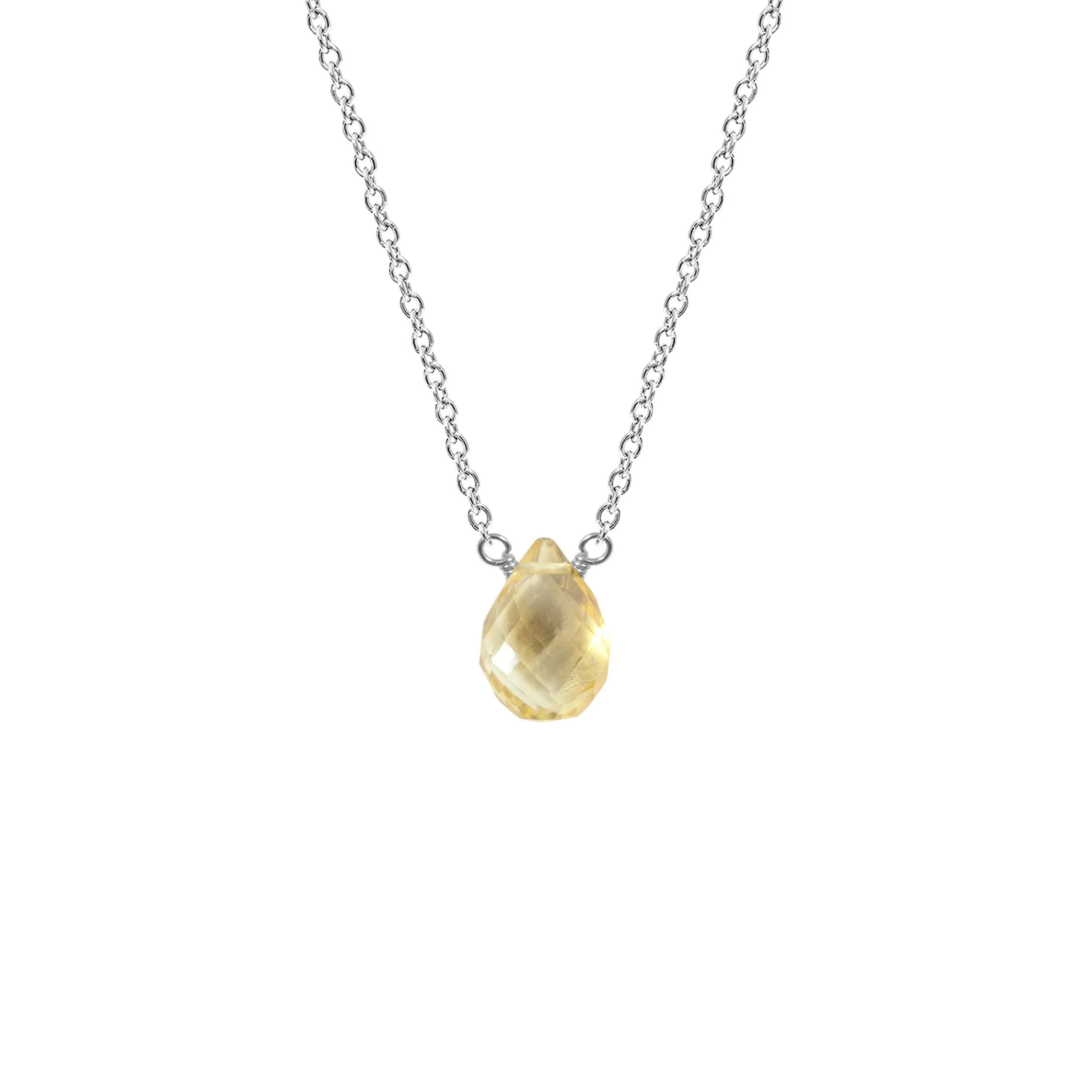 Single Drop Gemstone Necklace (Pear Shape)