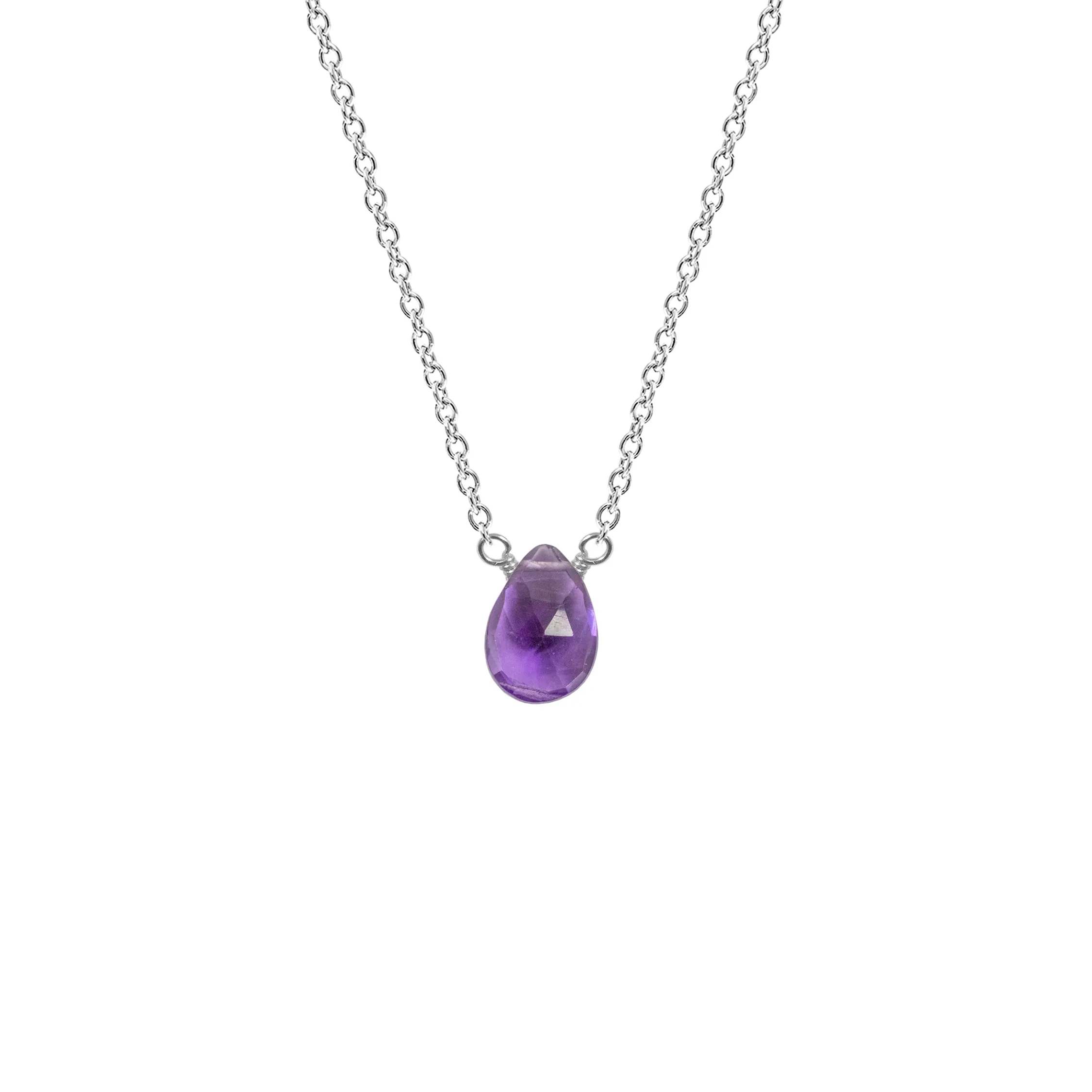 Single Drop Gemstone Necklace (Pear Shape)