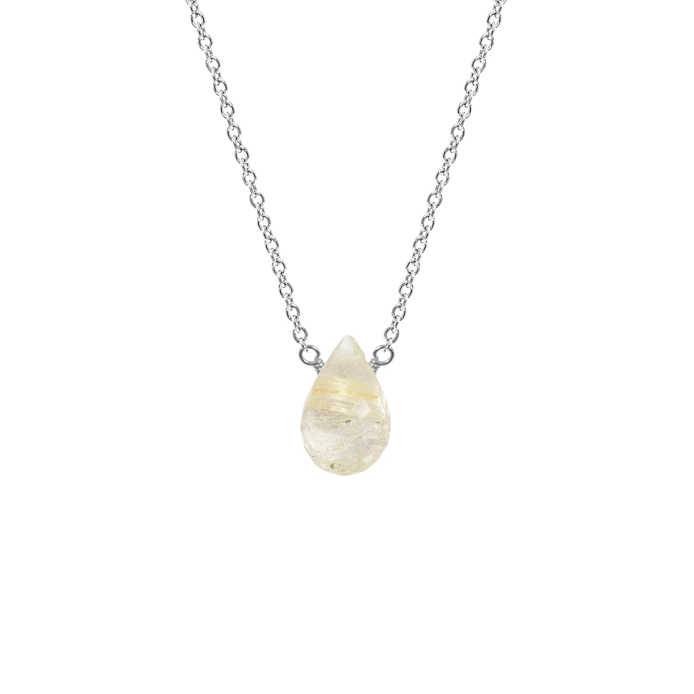 Single Drop Gemstone Necklace (Pear Shape)