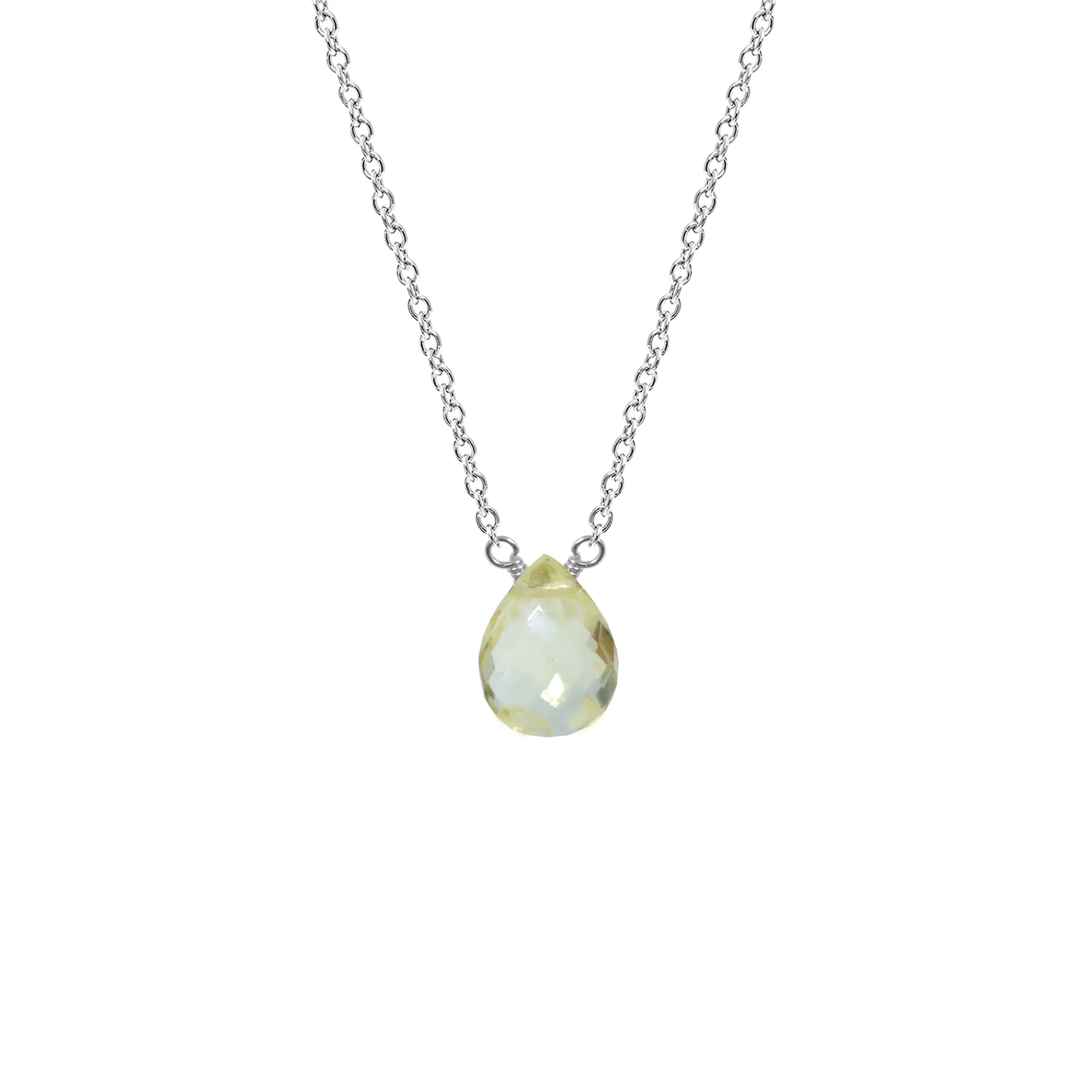 Single Drop Gemstone Necklace (Pear Shape)