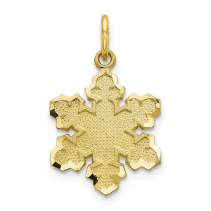 Solid 10k Yellow Gold Satin Snowflake Pendant