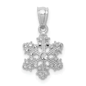 Solid 14k White Gold Snowflake Charm Pendant