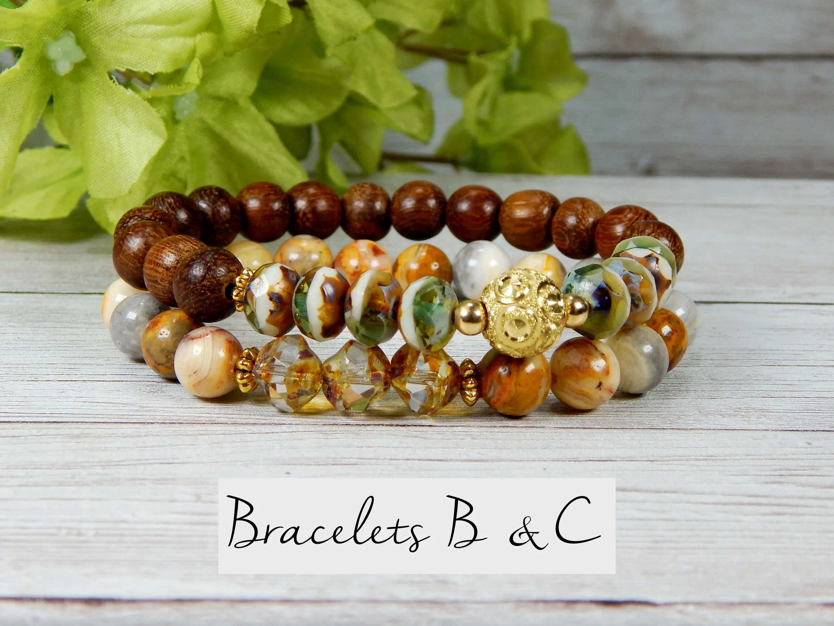 Stacked Beaded Bracelet Set - Gemstone Bracelets - Set of 3 Bracelets