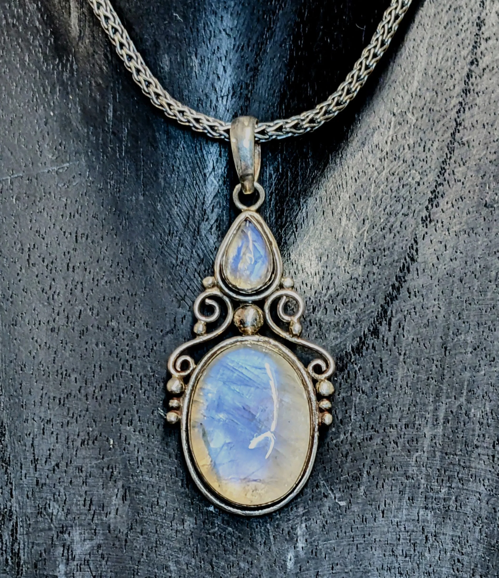 Statement Moonstone Scroll Detail Pendant