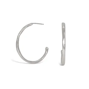 Sterling Silver Organic Hammered Hoops Large