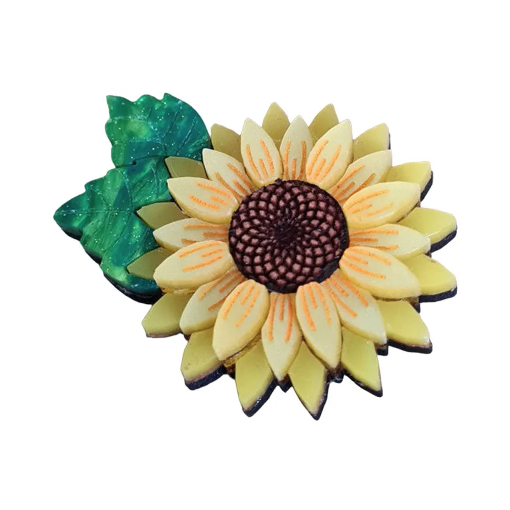 Sunflower Pin Brooch by Cherryloco