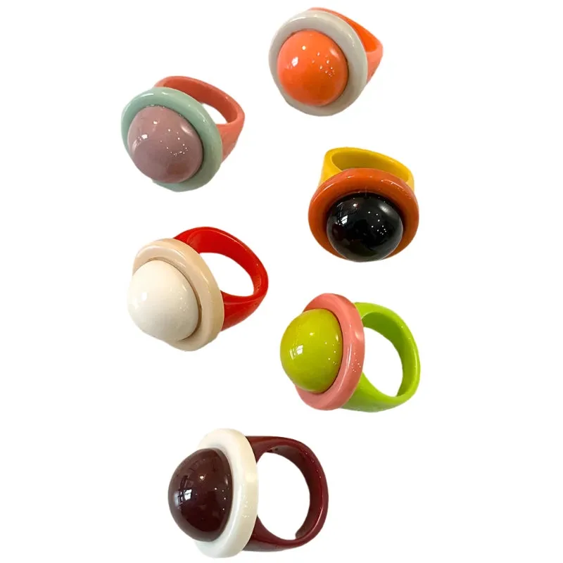 TEEK - Big Colorful Double Shape Ring