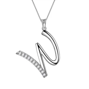 Tokyo Mart Letter Initial W Necklaces Pendant Women Girls Name Jewelry Gift 925 Sterling Silver