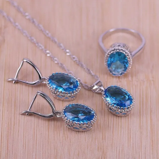 Top Quality Exquisite Women Necklace-Earring-Ring Fashion Jewelry Sets in Zircon Crystal