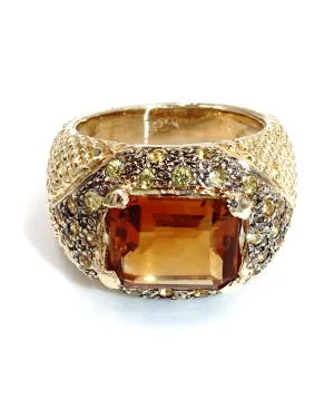 Topaz and Yellow Sapphire Ring in 14k Gold