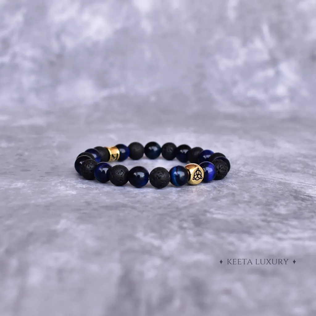 Trinity Magic - Blue Tiger's Eye & Lava Bracelets