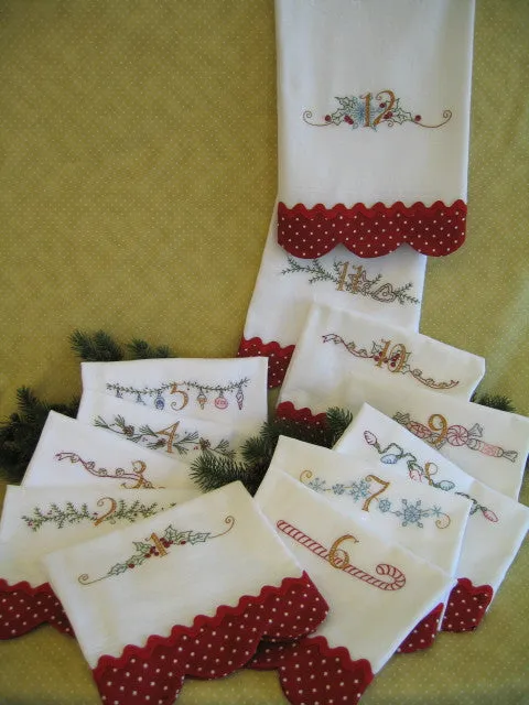 Twelve Days of Christmas Tea Towels-Pattern