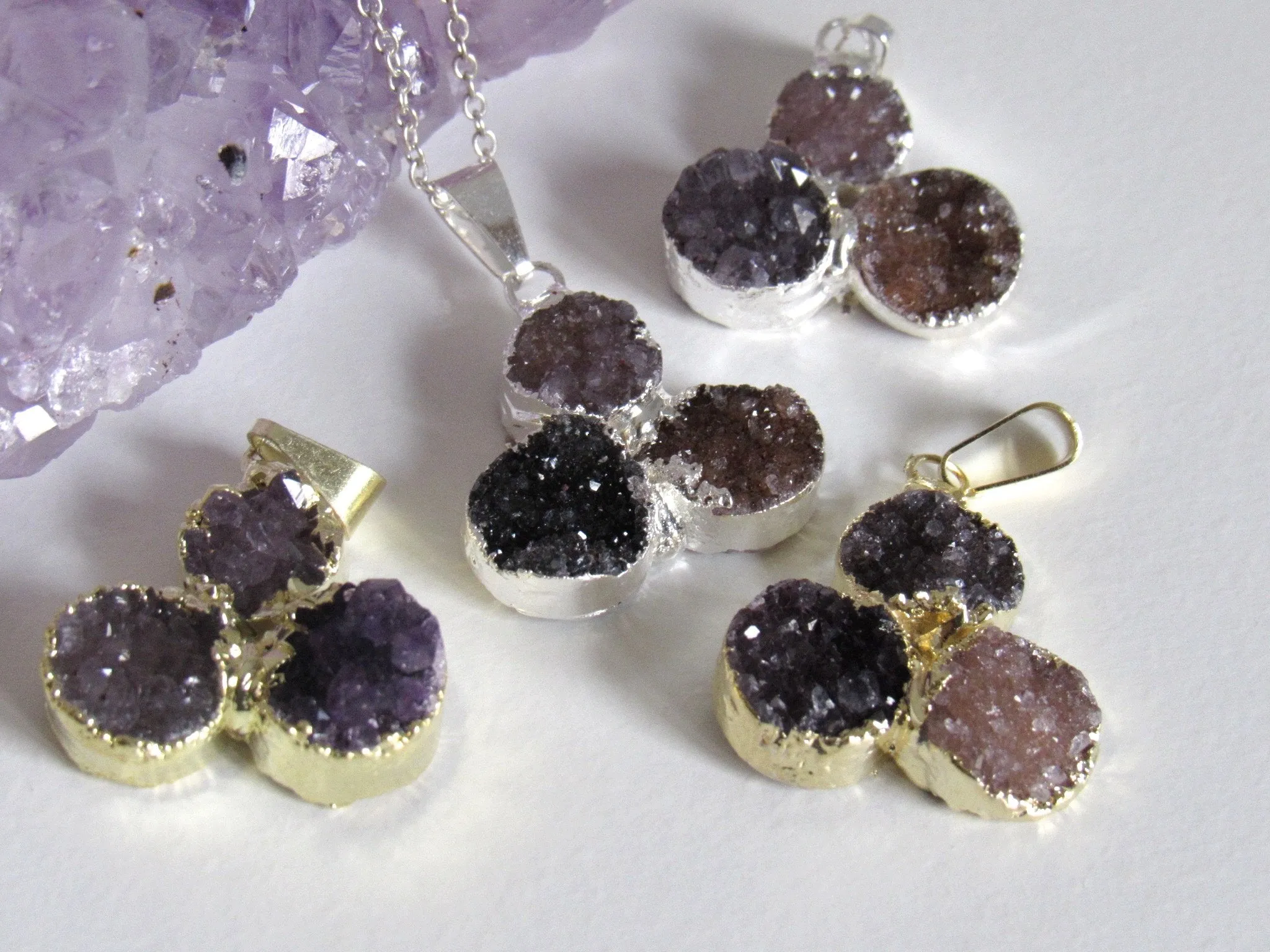 Twinkling Amethyst Druzy Necklaces