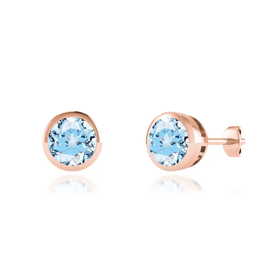 TYME - Bezel Edge Aqua Spinel Earrings 18k Rose Gold