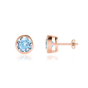 TYME - Bezel Edge Aqua Spinel Earrings 18k Rose Gold