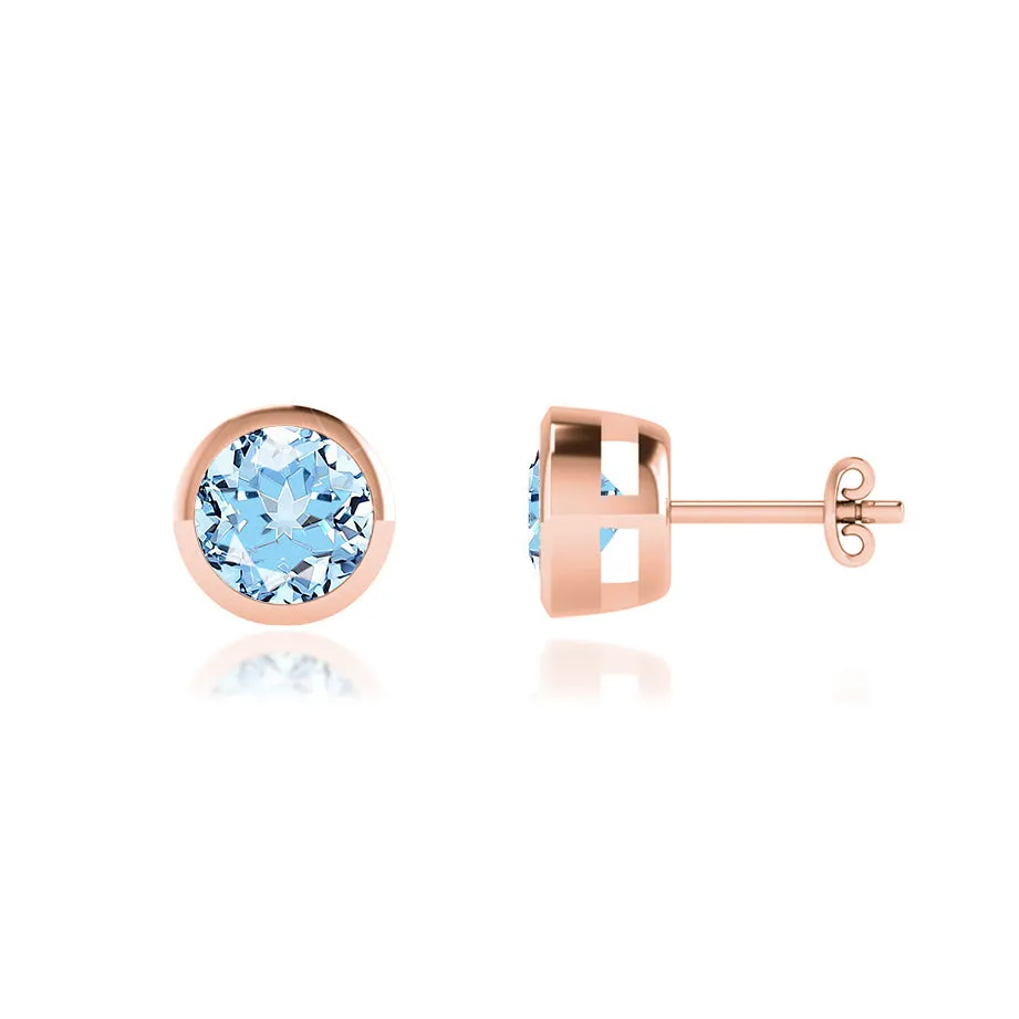 TYME - Bezel Edge Aqua Spinel Earrings 18k Rose Gold